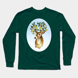 Deer Snowy Pear Antlers Long Sleeve T-Shirt